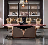 Vermilion Marble Dining Table Set / Lixra
