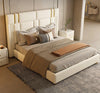 Contemporary Style Gold Plated Leather Bed / Lixra