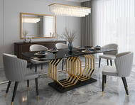 Urban Glossy Marble-Top Dining Table Set / Lixra