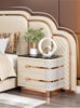 Set Of 2 Marble-Top Leather Nightstands / Lixra