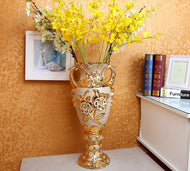 European Golden Accents Porcelain Flower Vase / Lixra