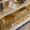 Grand Golden Wooden Hutch Or Buffet Table With Marble Top  / Lixra