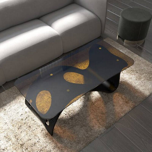 Elegant Design Transparent Glass Tabletop Wooden Coffee Table / Lixra