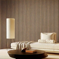 Realistic Wood Sensation Peel And Stick Slats Design 3D Wallpaper / Lixra