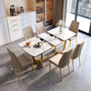 Marble Elegance Extendable Dining Table Set with Clad Chairs