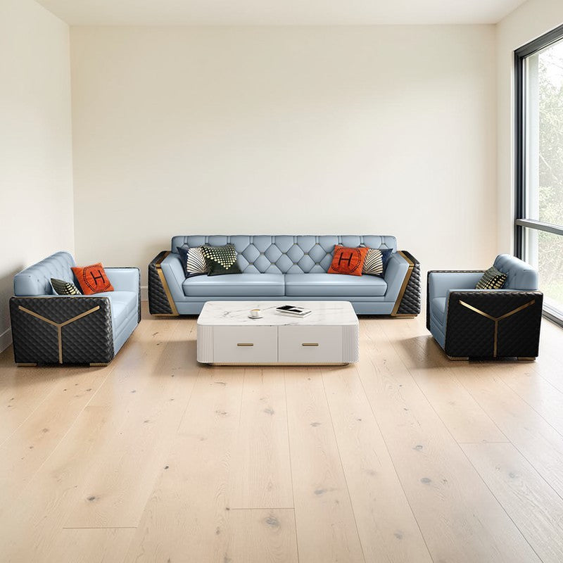 Chesterfield Leather 3-Piece Sofa Set / Lixra