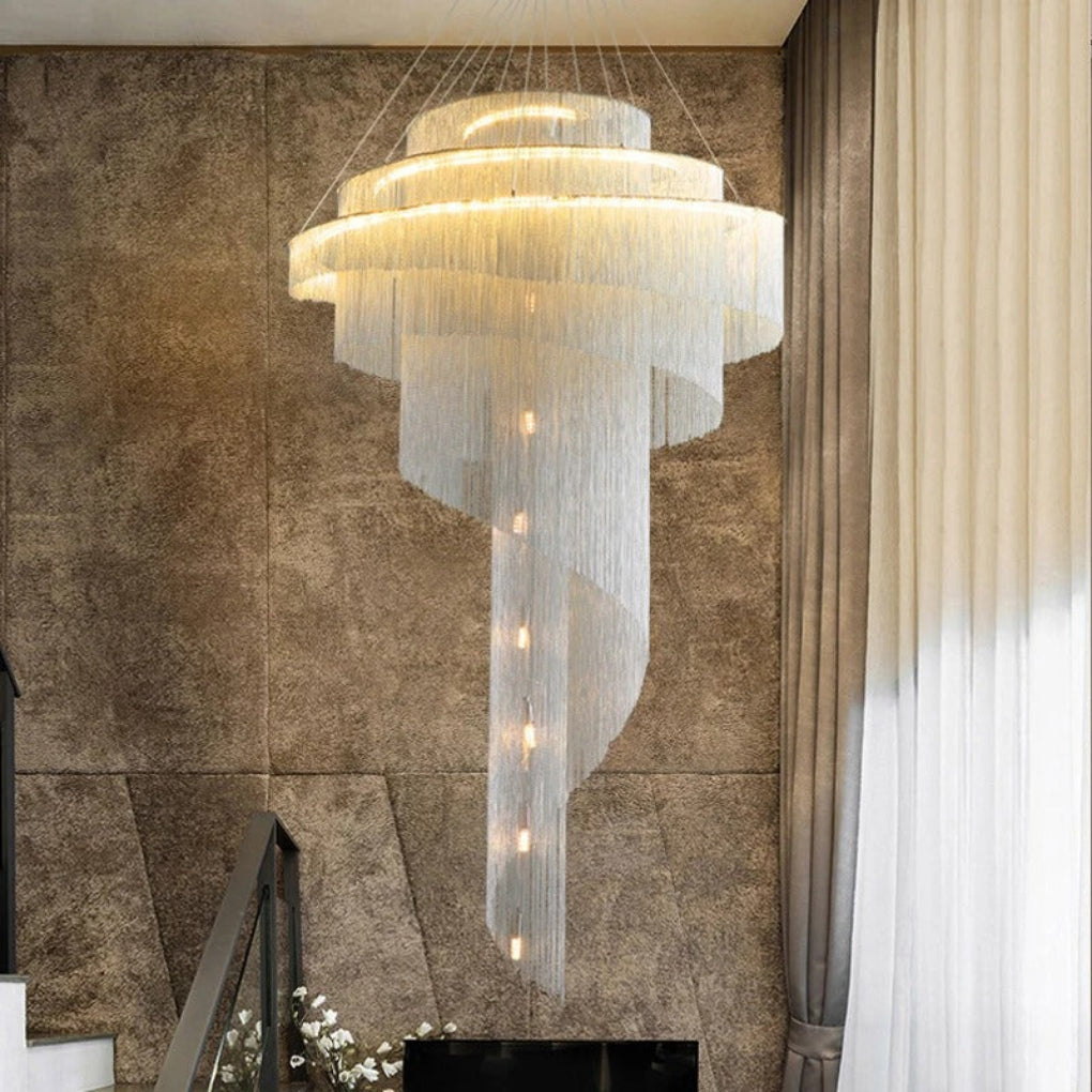 Asymmetric LED Chandelier With Aluminum Chains / Lixra