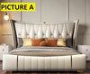 Contemporary Spacious Gold Plated Leather Bed / Lixra