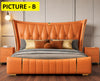 Contemporary Spacious Gold Plated Leather Bed / Lixra