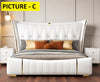Contemporary Spacious Gold Plated Leather Bed / Lixra