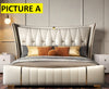Contemporary Spacious Gold Plated Leather Bed / Lixra