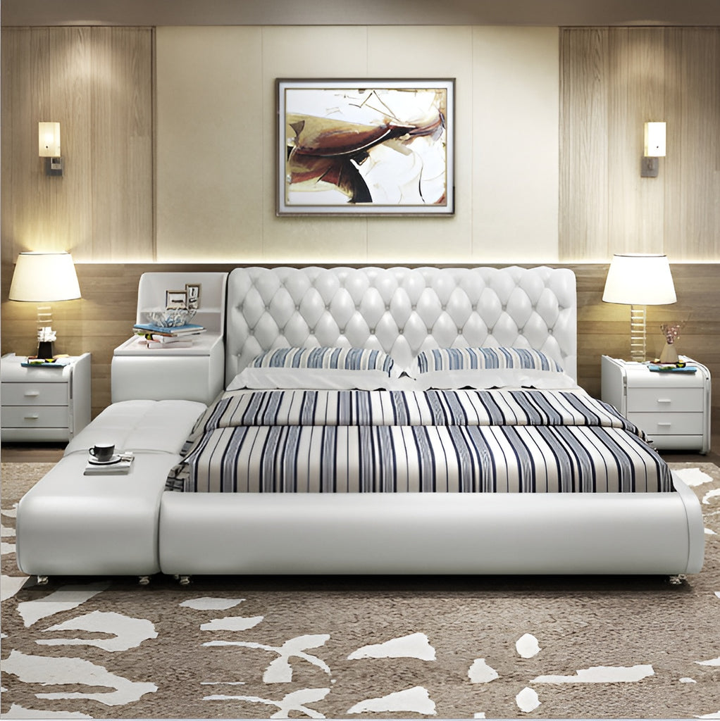Button-Tufted Design Exquisite Leather Bed / Lixra