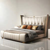 Contemporary Spacious Gold Plated Leather Bed / Lixra