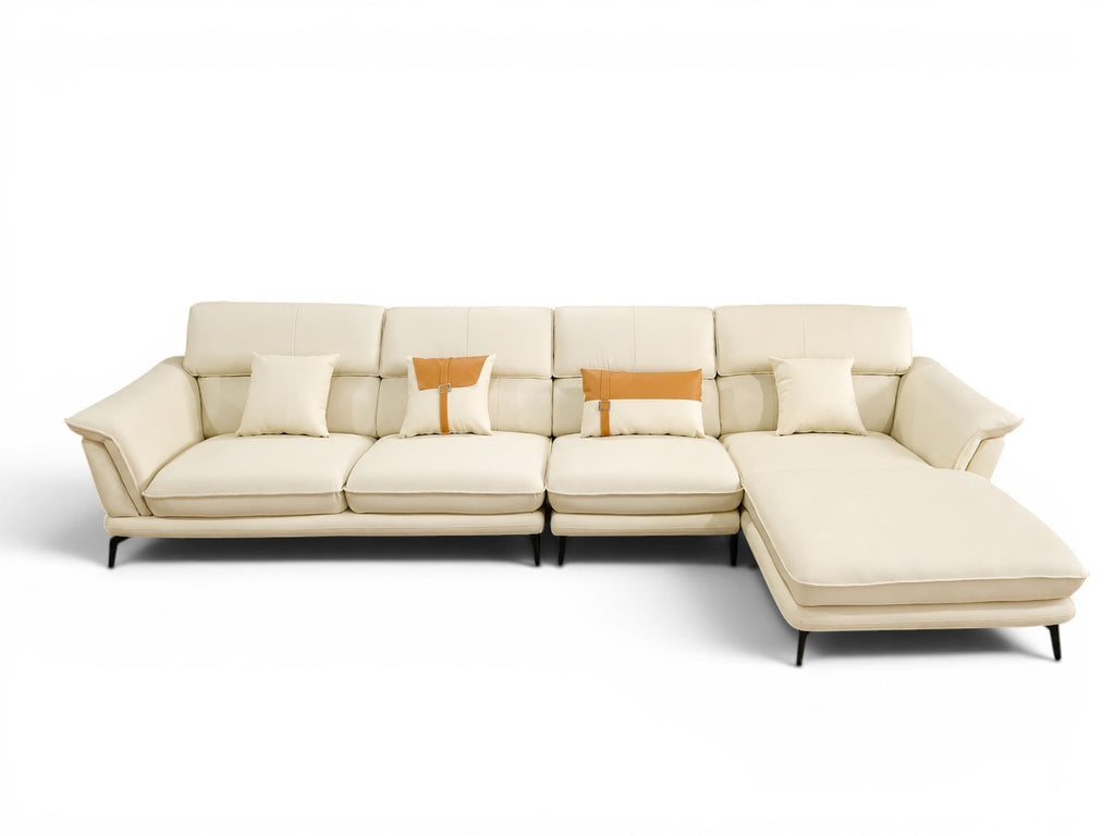 Beige Color Genuine Leather Sectional Sofa / Lixra