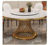 Luxurious Round Marble Dining Table With Gold Twisted Base / Lixra