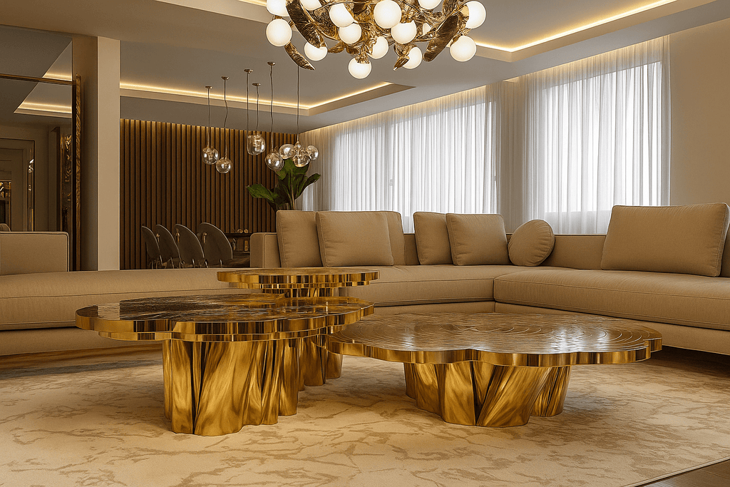 Polished Metal Tree Stump Coffee Table / Lixra