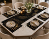 Black & Gold Leaf Table Runner With Placemate / Lixra