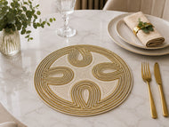 Gold & Ivory Paisley Beaded Placemat Set Of 2 / Lixra