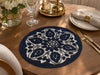 Navy Blue Floral Beaded Round Placemat Set of 2 / Lixra