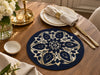 Navy Blue Floral Beaded Round Placemat Set of 2 / Lixra