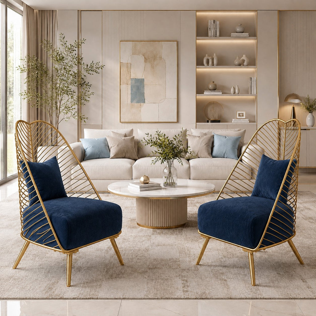 Velvet Fabric Accent Chair Set Of 2 / Lixra