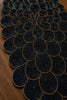 Black Beaded Table Runner with Gold Floral Design / Lixra