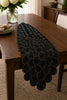 Black Beaded Table Runner with Gold Floral Design / Lixra