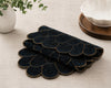 Black Beaded Table Runner with Gold Floral Design / Lixra