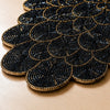 Black Beaded Table Runner with Gold Floral Design / Lixra