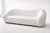 White Leather Tufted 3-Seater Sofa / Lixra