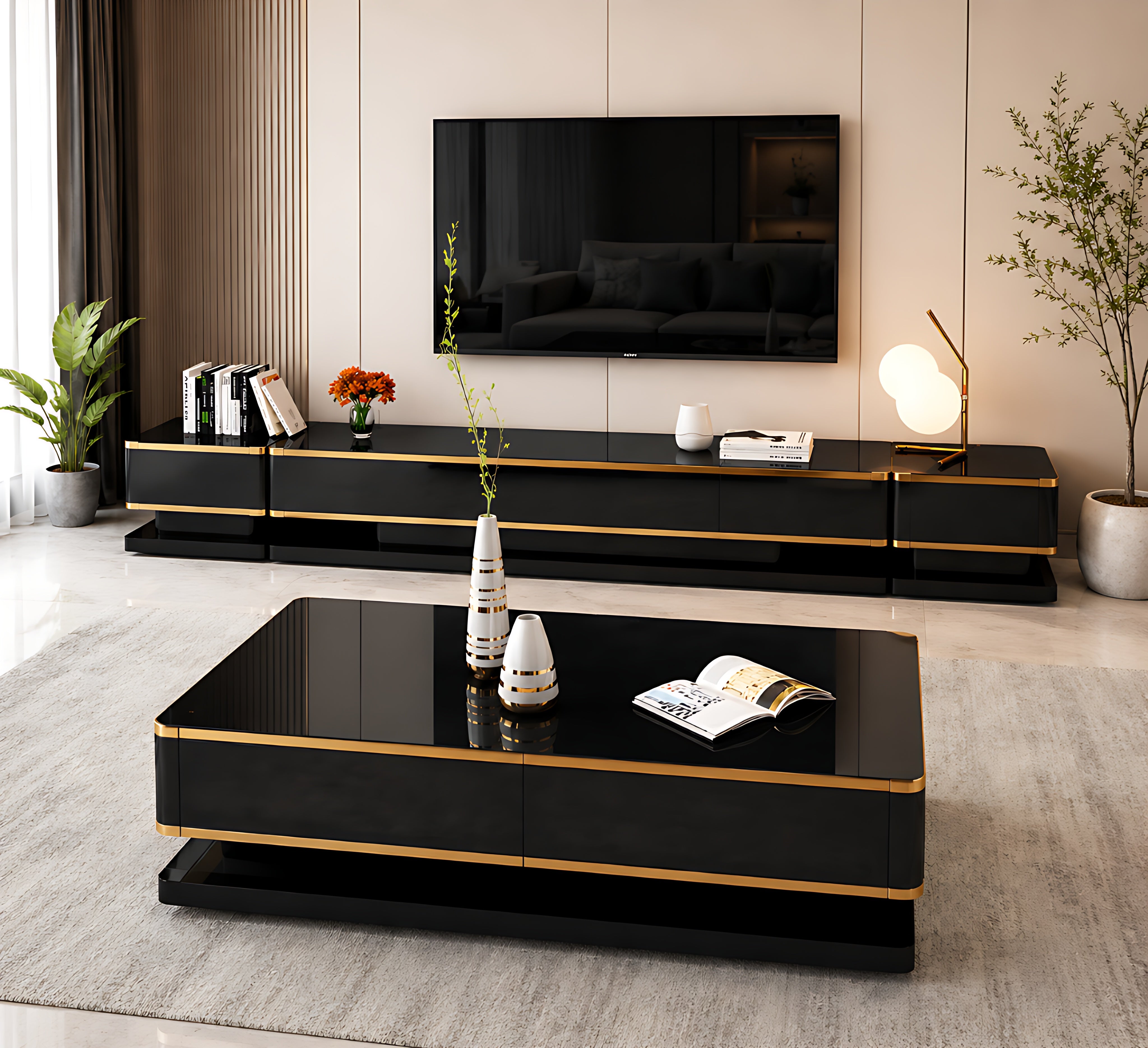 Modern TV Stand With Coffee Table Combined Set - Lixra.com