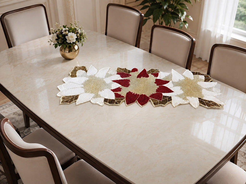 Flower Breaded Decorative Table Runner / Lixra