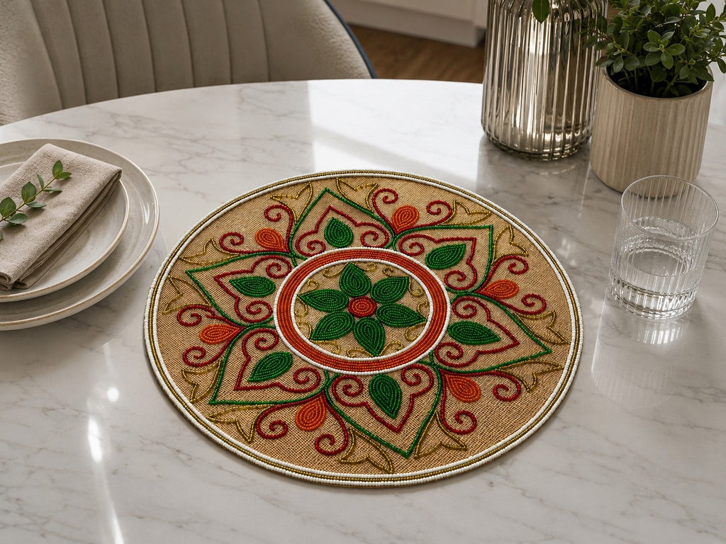 Luxurious 4-Piece Glass Bead Placemats / Lixra