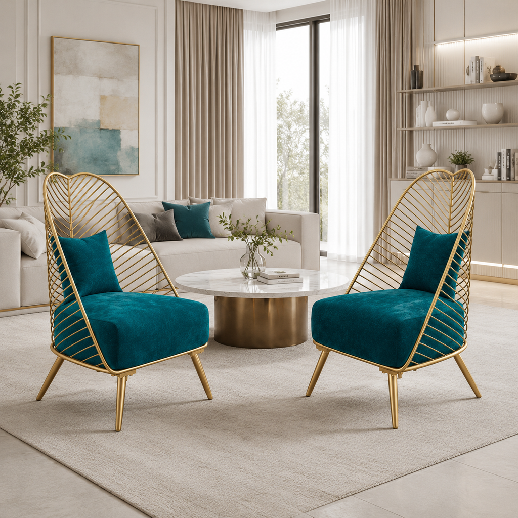 Set Of 2 Metallic Accent Chair / Lixra