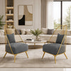 Velvet Fabric Accent Chair Set Of 2 / Lixra