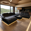 U-shape Leather Sectional LED Sofa