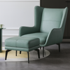 Modern Leather Wingback Accent Chair with Stool