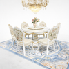 Round European Wooden Dining Set with Gold Accents / Lixra