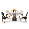 Round Marble Dining Table Set with Lazy Susan / Lixra