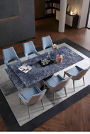 Printed Marble Extendable Dining Table Set