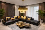 Modern Large Leather Sectional Sofa with Chaise / Lixra