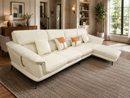Beige Color Genuine Leather Sectional Sofa / Lixra