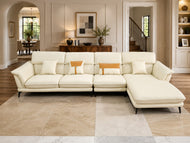 Beige Color Genuine Leather Sectional Sofa / Lixra