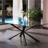 Golden Base Glass Top Dining Table / Lixra