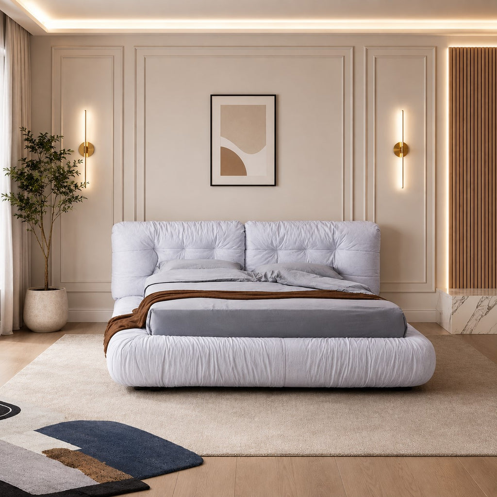 Bewitching Design Velvet Fabric Upholstered Bed / Lixra