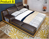 Modern Leather Bed With Adjustable Headrest / Lixra