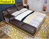Modern Leather Bed With Adjustable Headrest / Lixra