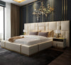 Contemporary Designed Glossy Finish Leather Bed / Lixra