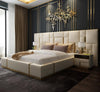 Contemporary Designed Glossy Finish Leather Bed