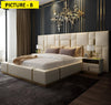 Contemporary Designed Glossy Finish Leather Bed